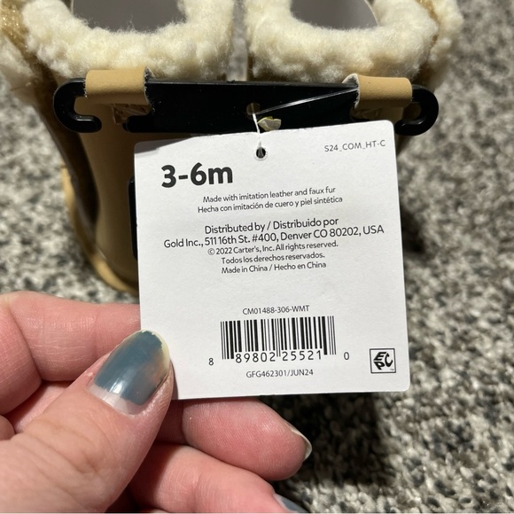 Carter's Child of Mine Baby Girl Tan Faux Fur Boots, Size 3-6 Months - Picture 5 of 7